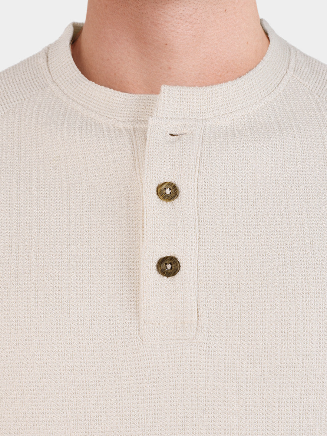 Men's Cream Regular Fit Solid Casual T-Shirt