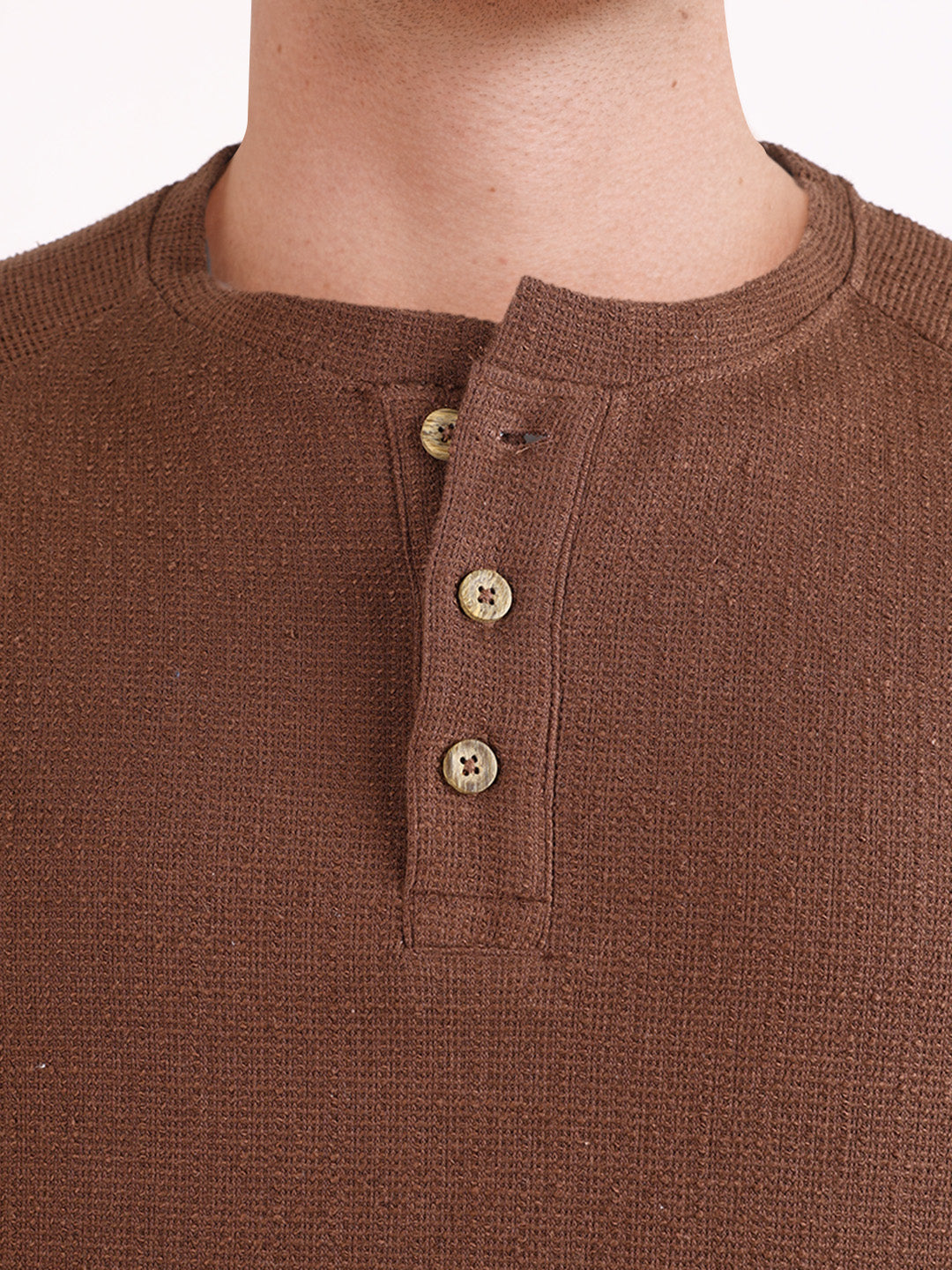 Men's Brown Regular Fit Solid Casual T-Shirt