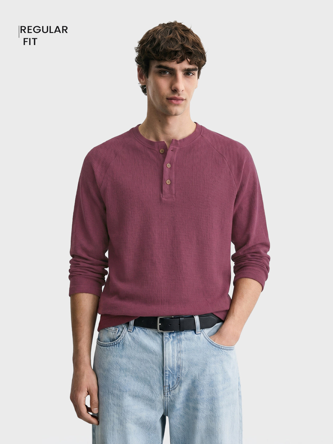Men's Purple Regular Fit Solid Casual T-Shirt