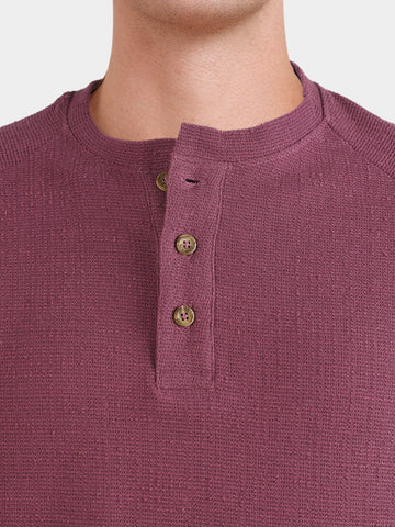 Men's Purple Regular Fit Solid Casual T-Shirt