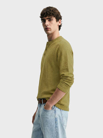 Men's Green Regular Fit Solid Casual T-Shirt