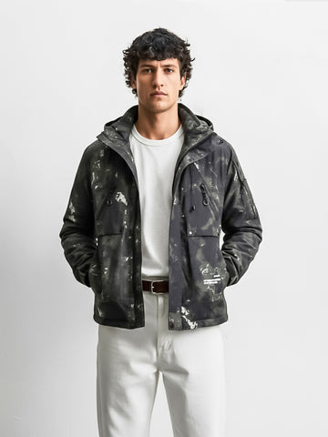 Men's Green Regular Fit Printed Casual Jacket