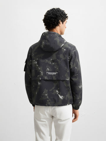 Men's Green Regular Fit Printed Casual Jacket