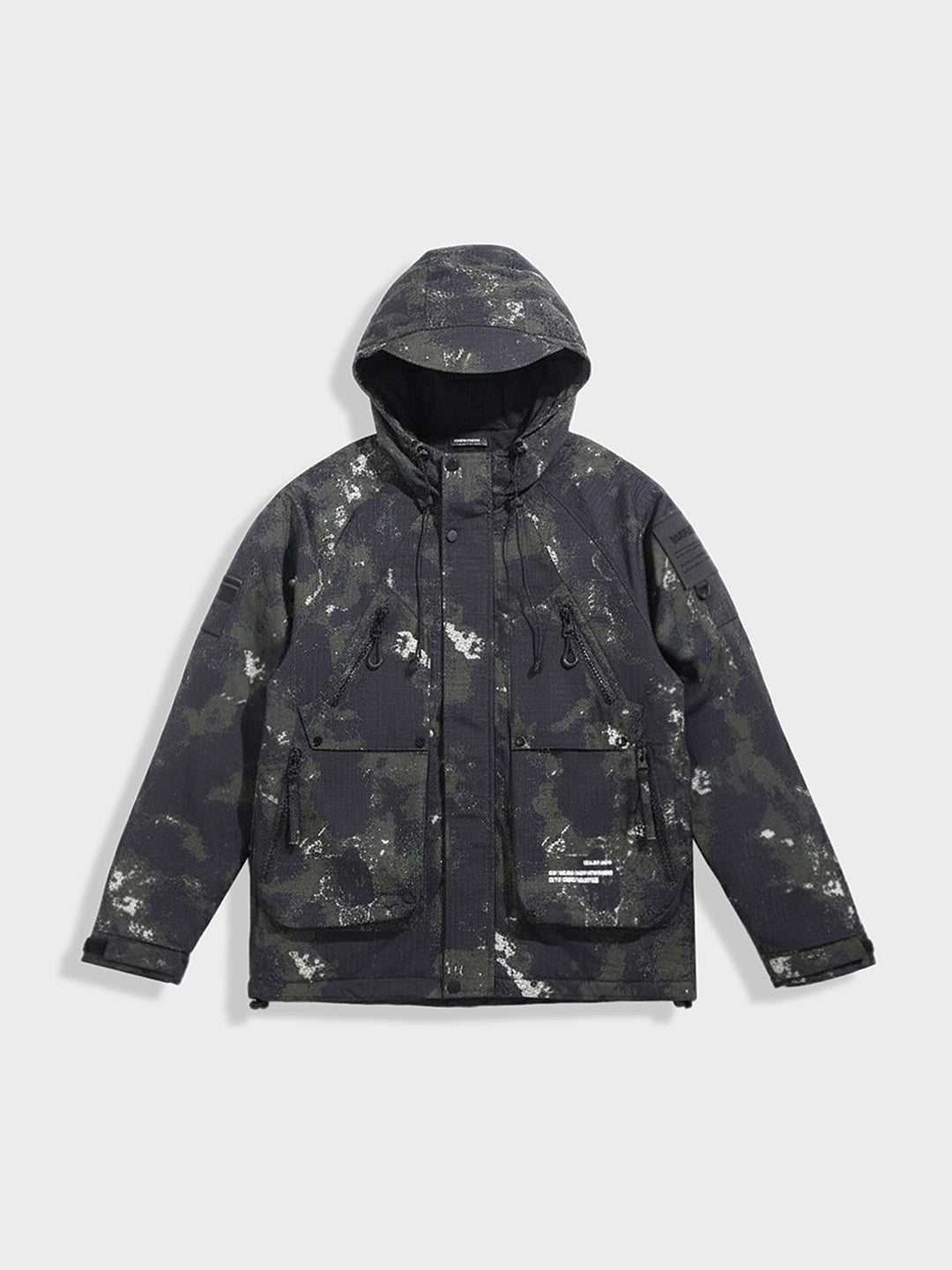 Men's Green Regular Fit Printed Casual Winter Jacket