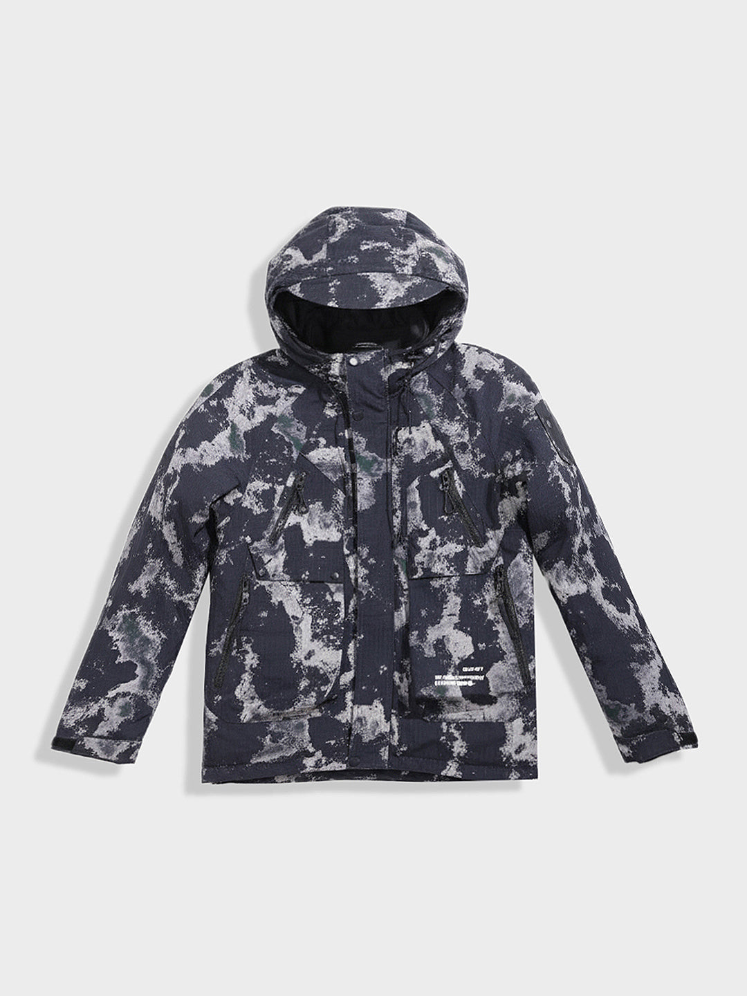 Men's Black Regular Fit Printed Casual Jacket