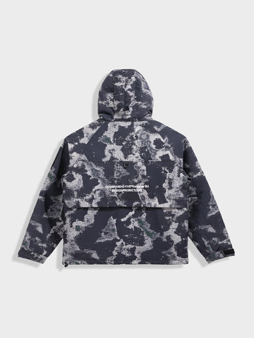 Men's Black Regular Fit Printed Casual Jacket