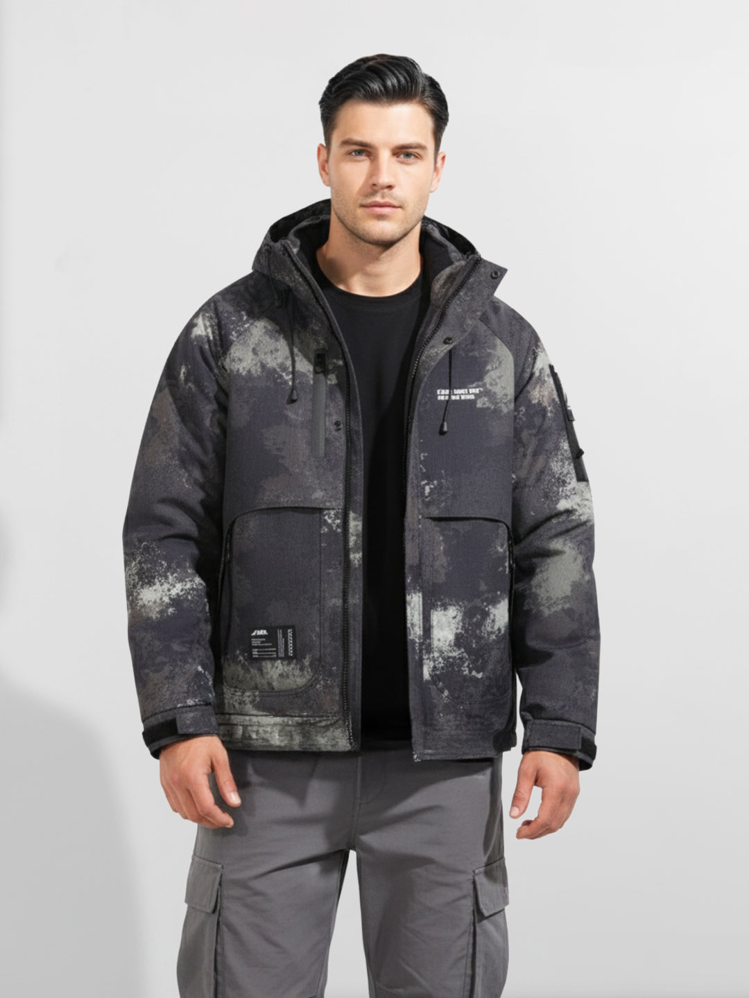 Men's Green Regular Fit Printed Casual Jacket