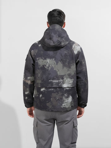 Men's Green Regular Fit Printed Casual Jacket