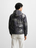 Men's Black Regular Fit Printed Casual Winter Jacket