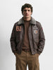 Men's Brown Regular Fit Embroided Casual Bomber Jacket