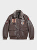 Men's Brown Regular Fit Embroided Casual Bomber Jacket