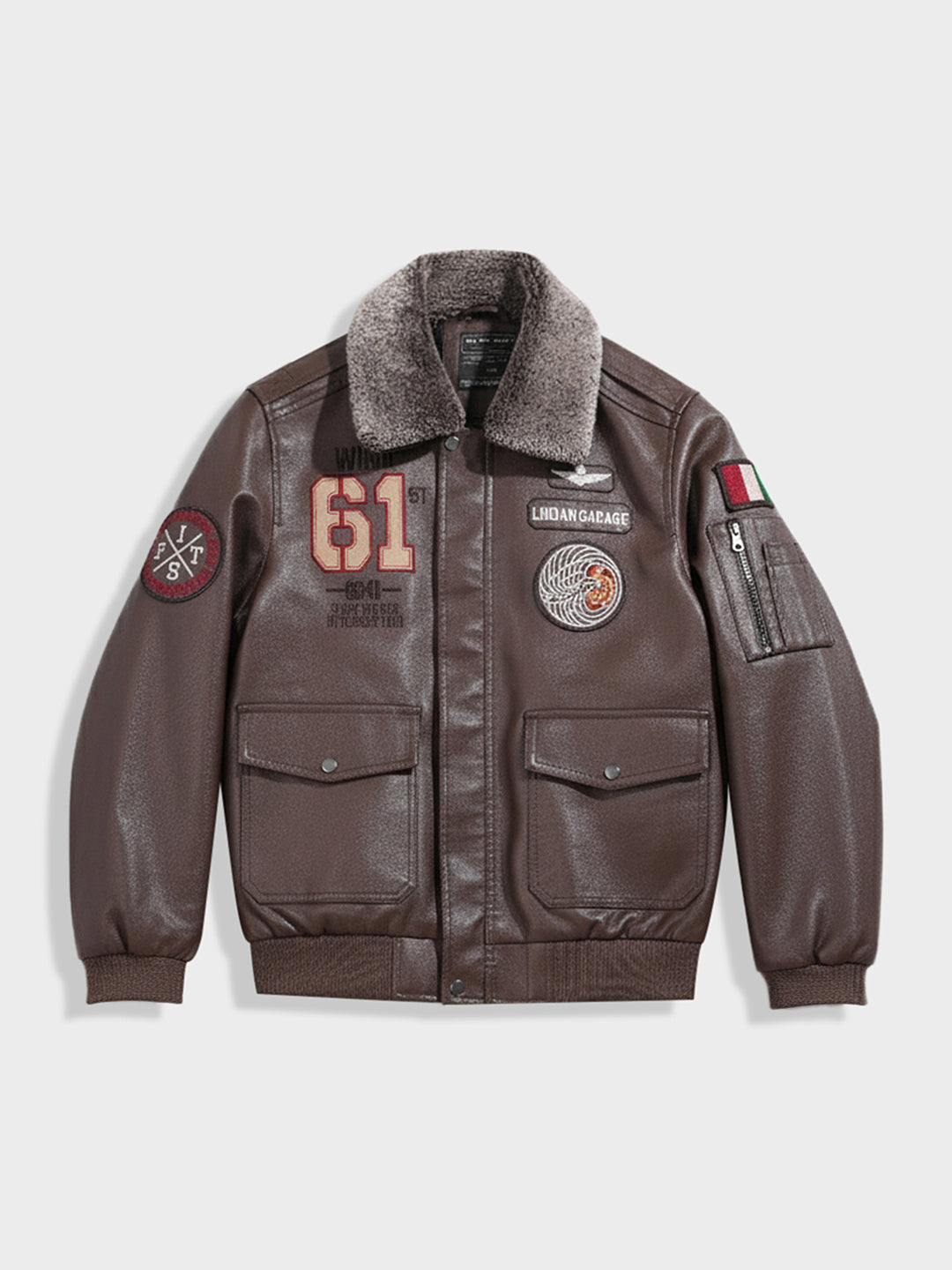 Men's Brown Regular Fit Embroided Casual Jacket