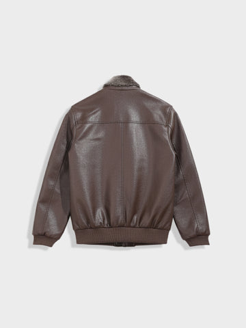 Men's Brown Regular Fit Embroided Casual Jacket
