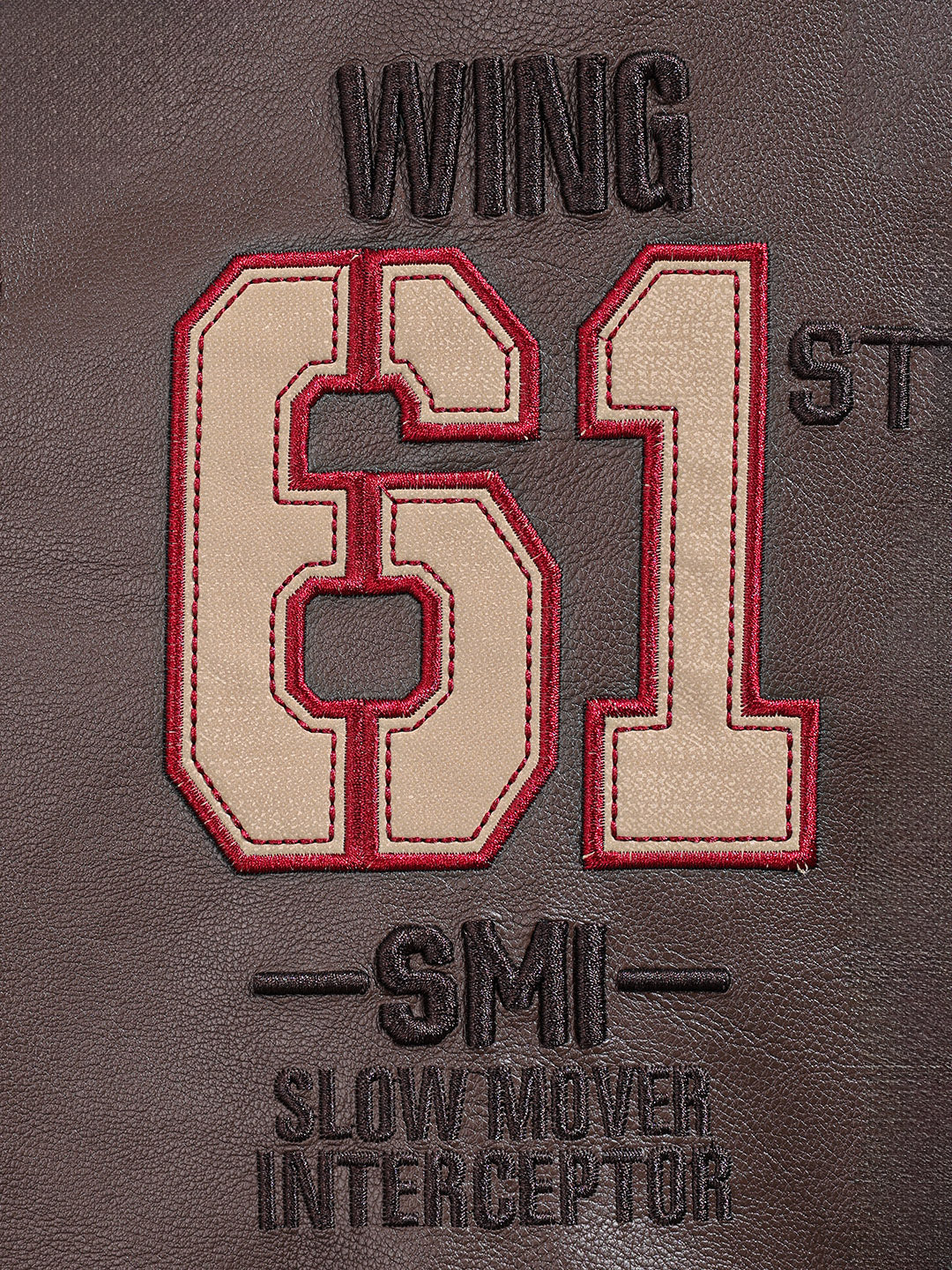 Men's Brown Regular Fit Embroided Casual Bomber Jacket