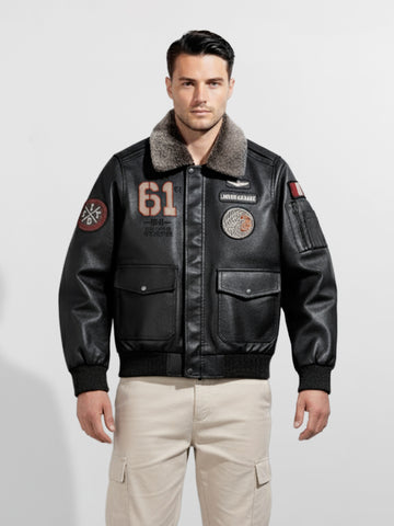 Men's Black Regular Fit Embroided Casual Jacket