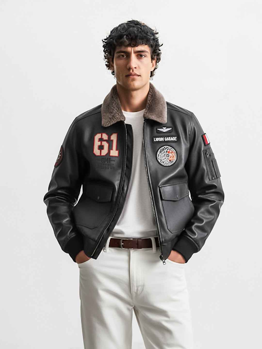 Men's Black Regular Fit Embroided Casual Jacket
