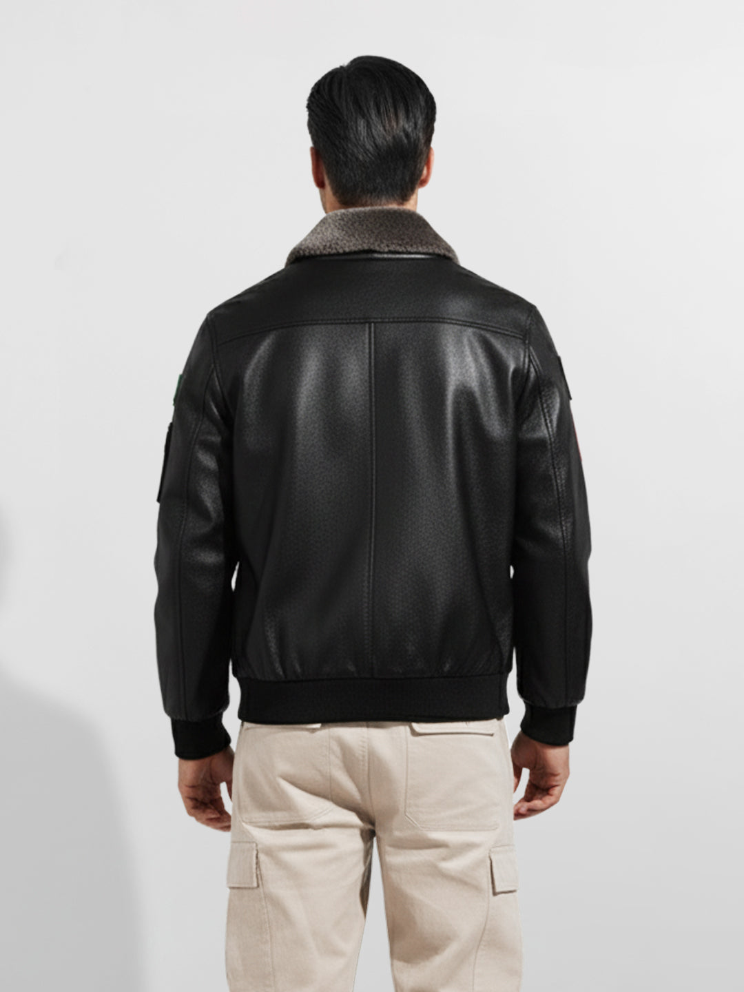 Men's Black Regular Fit Embroided Casual Jacket