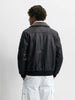 Men's Black Regular Fit Embroided Casual Bomber Jacket