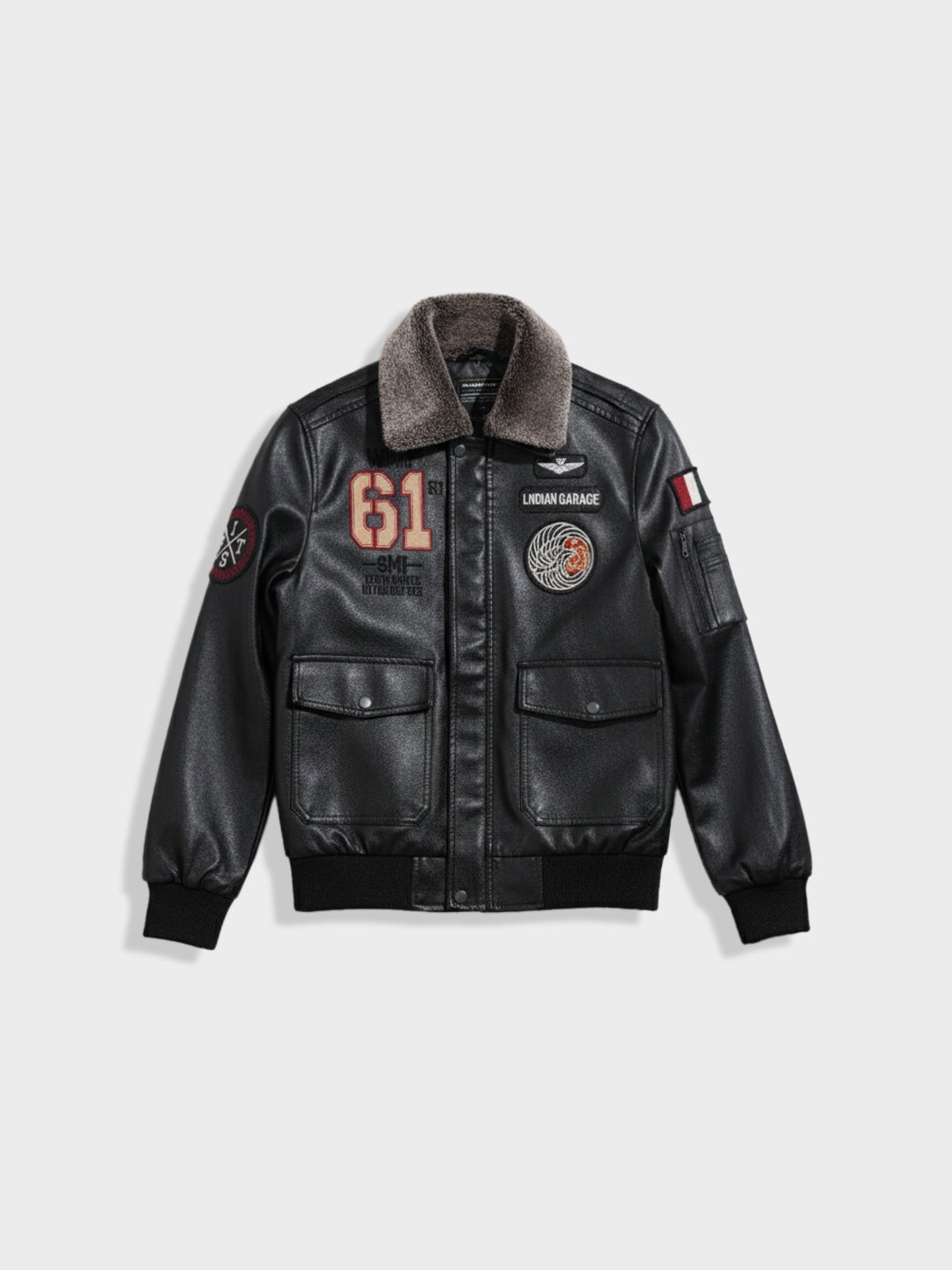 Men's Black Regular Fit Embroided Casual Jacket