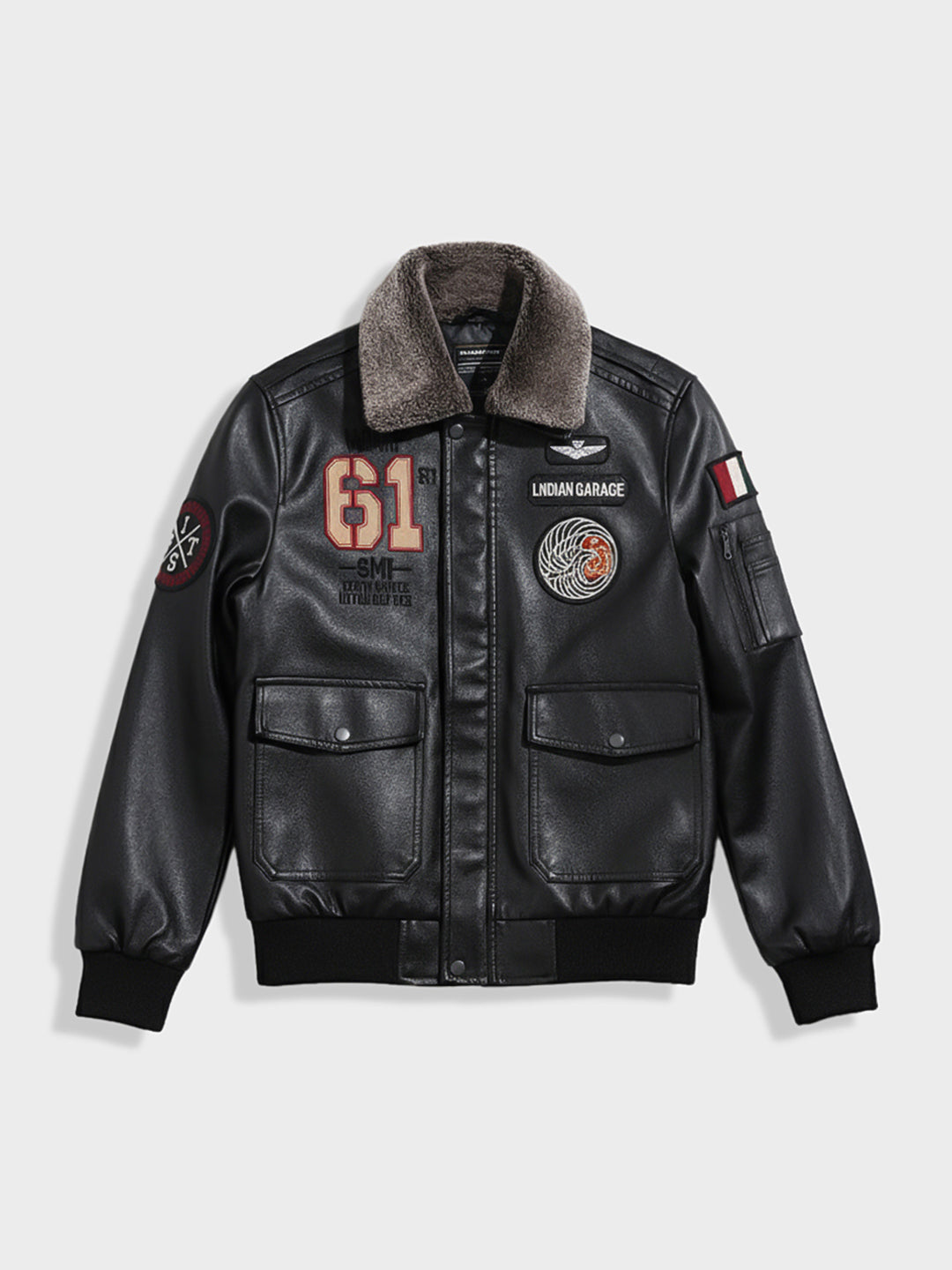 Men's Black Regular Fit Embroided Casual Jacket