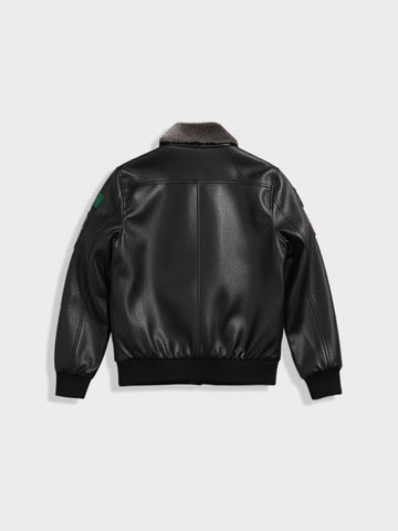 Men's Black Regular Fit Embroided Casual Jacket