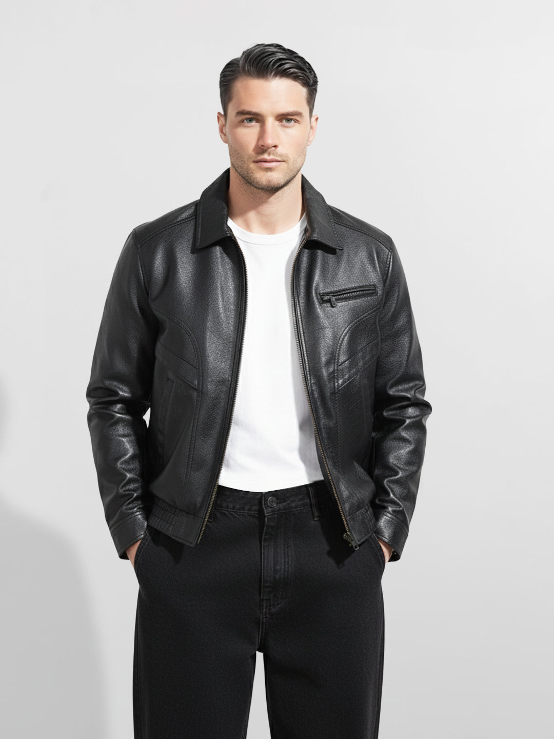 Men's Black Relaxed Fit  Casual Jacket
