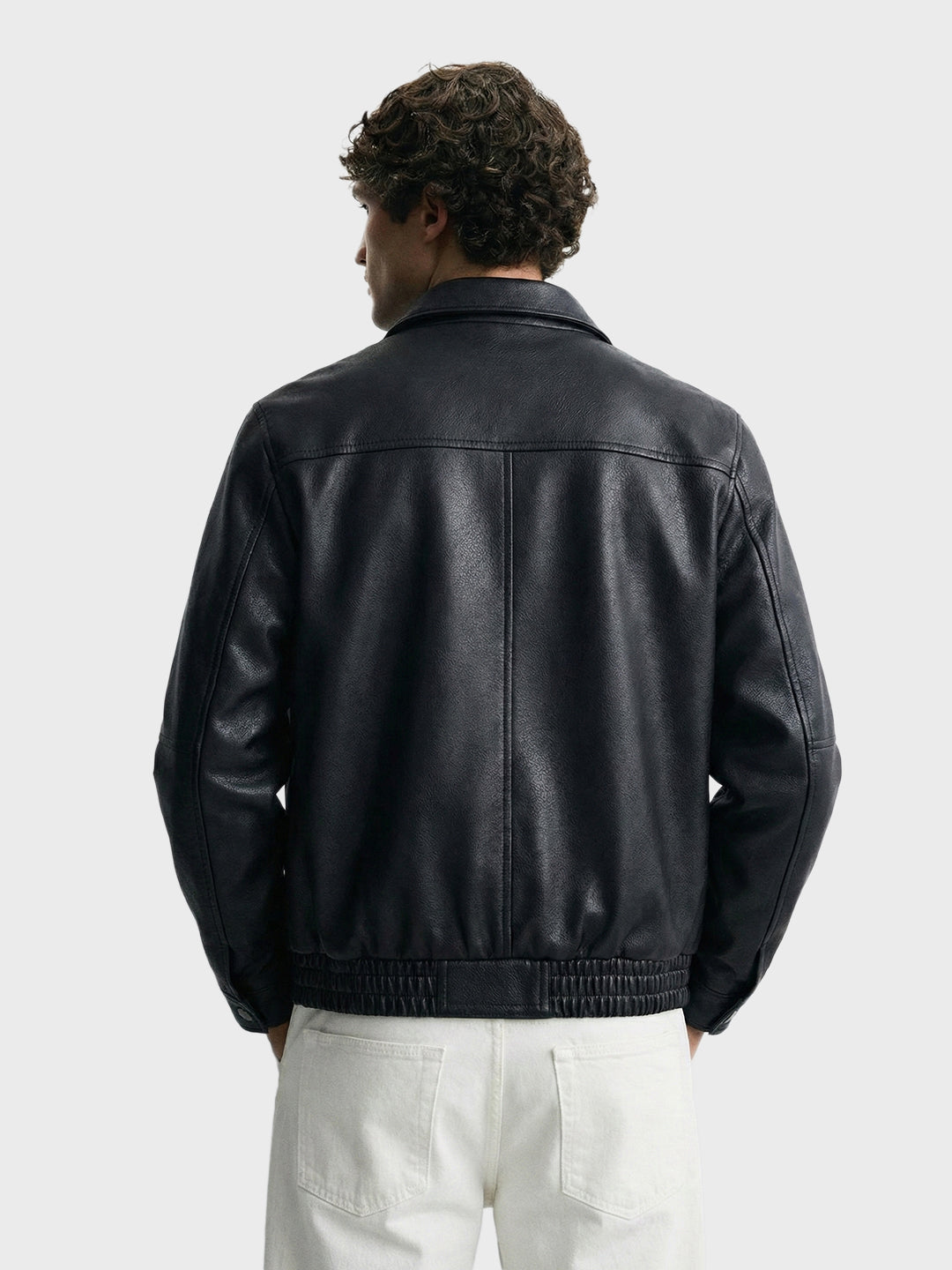 Men's Black Relaxed Fit Solid Casual Bomber Jacket