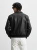Men's Black Relaxed Fit Solid Casual Bomber Jacket