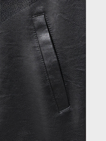 Men's Black Relaxed Fit Solid Casual Bomber Jacket