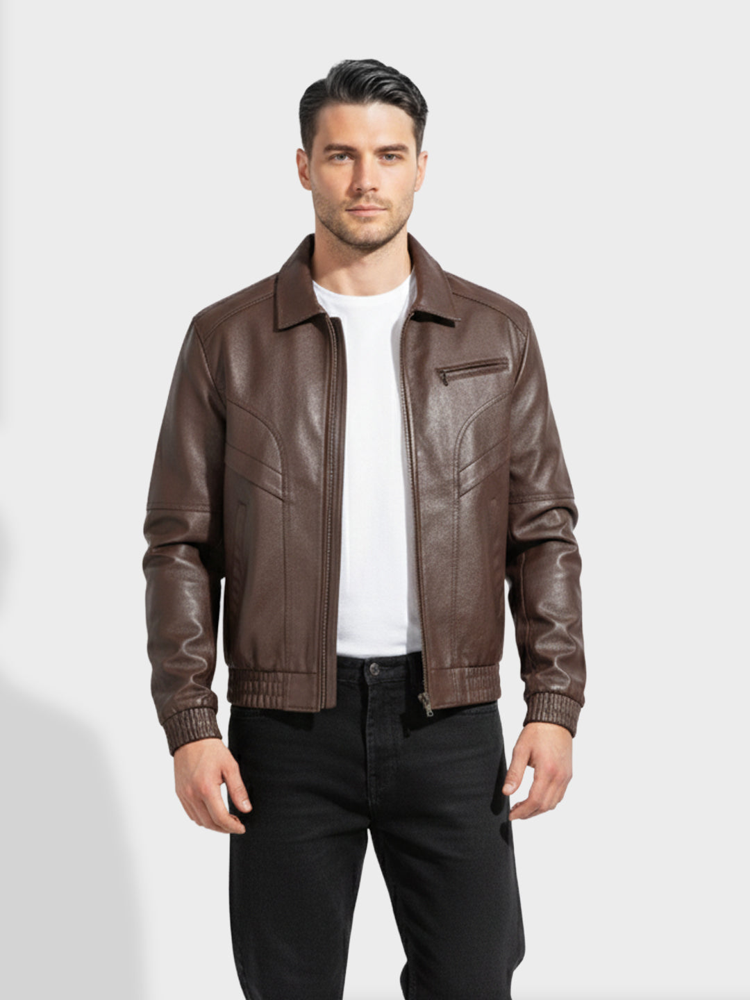 Men's Brown Relaxed Fit  Casual Jacket