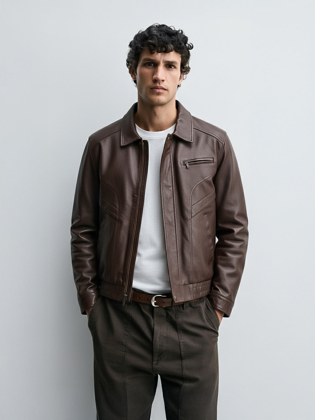 Men's Brown Relaxed Fit  Casual Jacket