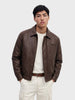 Men's Brown Relaxed Fit Solid Casual Bomber Jacket