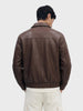 Men's Brown Relaxed Fit Solid Casual Bomber Jacket