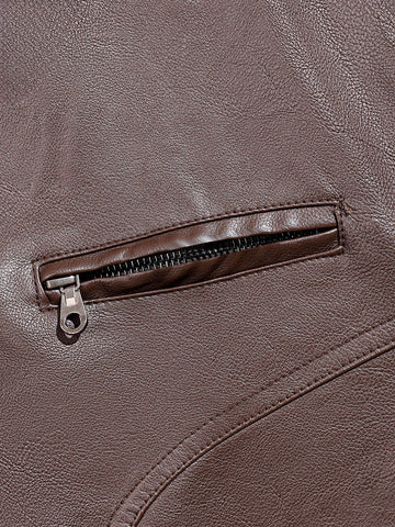 Men's Brown Relaxed Fit Solid Casual Bomber Jacket