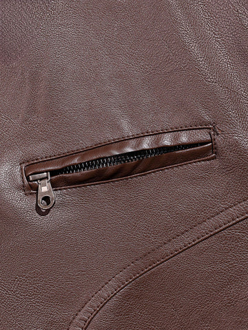 Men's Brown Relaxed Fit Solid Casual Bomber Jacket