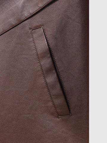 Men's Brown Relaxed Fit Solid Casual Bomber Jacket