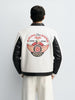 Men's White Slim Fit Embroided Casual Biker Jacket