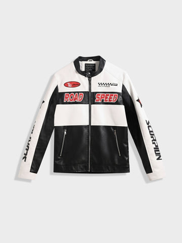 Men's White Slim Fit Embroided Casual Jacket
