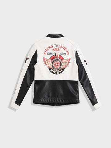 Men's White Slim Fit Embroided Casual Jacket