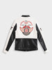 Men's White Slim Fit Embroided Casual Biker Jacket