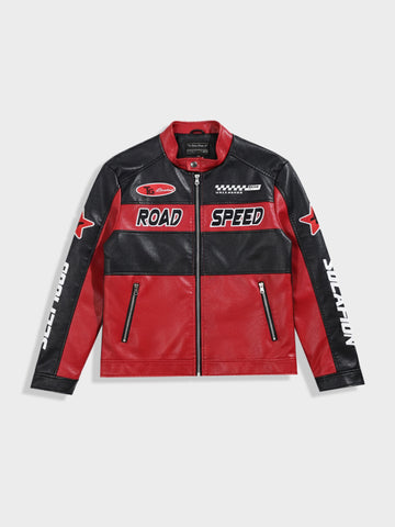Men's Red Slim Fit Embroided Casual Jacket