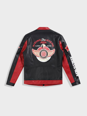 Men's Red Slim Fit Embroided Casual Jacket