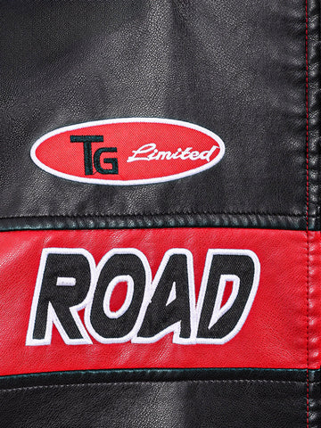 Men's Red Slim Fit Embroided Casual Jacket