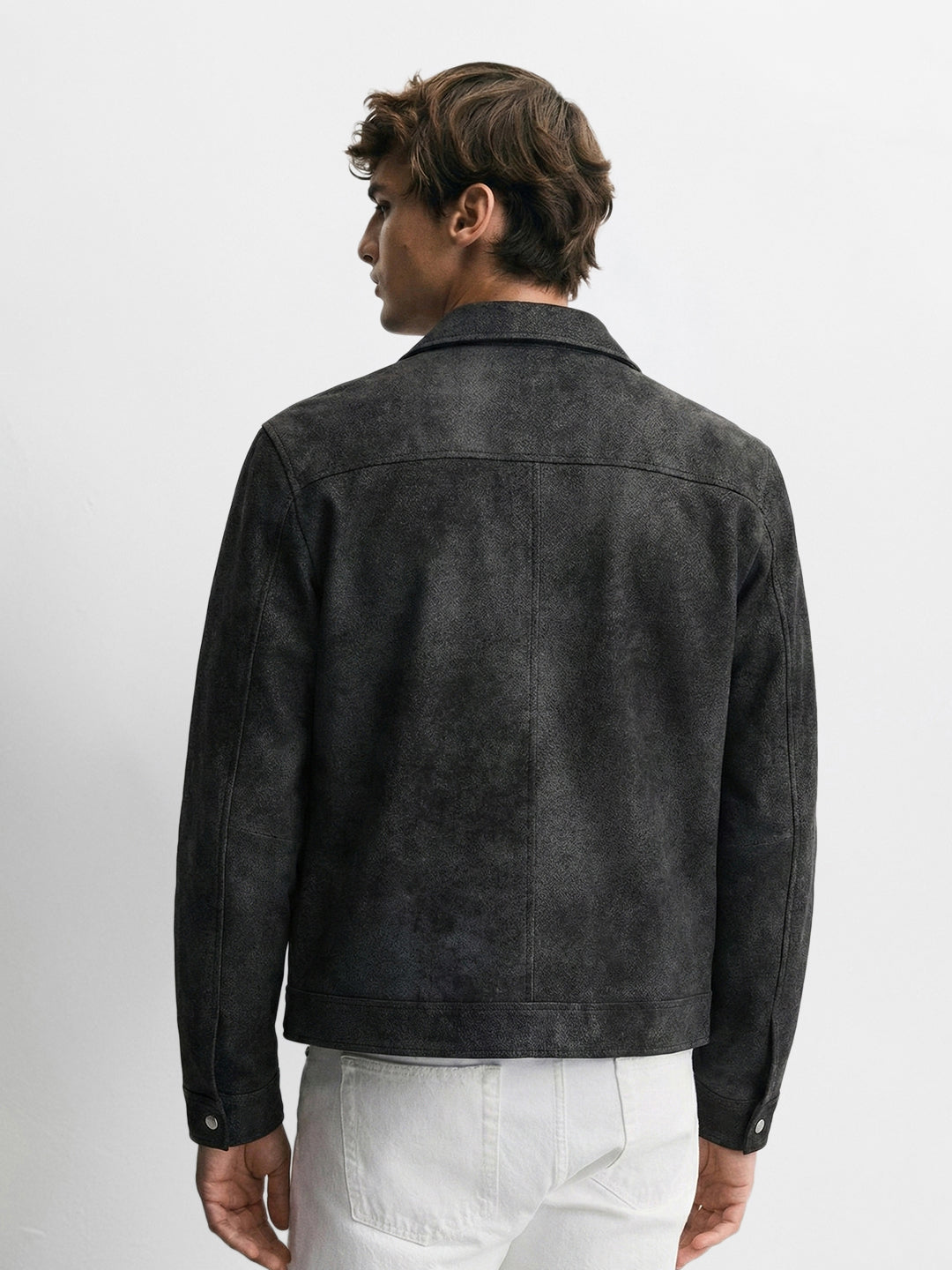 Men's Black Slim Fit Solid Casual Jacket