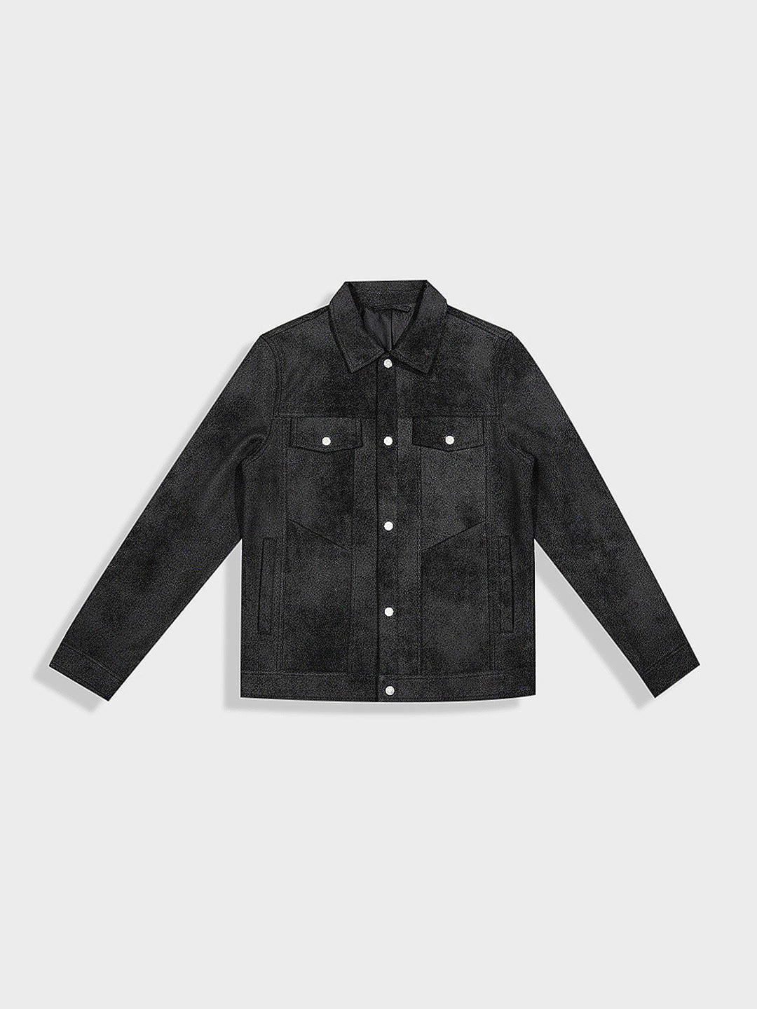 Men's Black Slim Fit Solid Casual Trucker Jacket