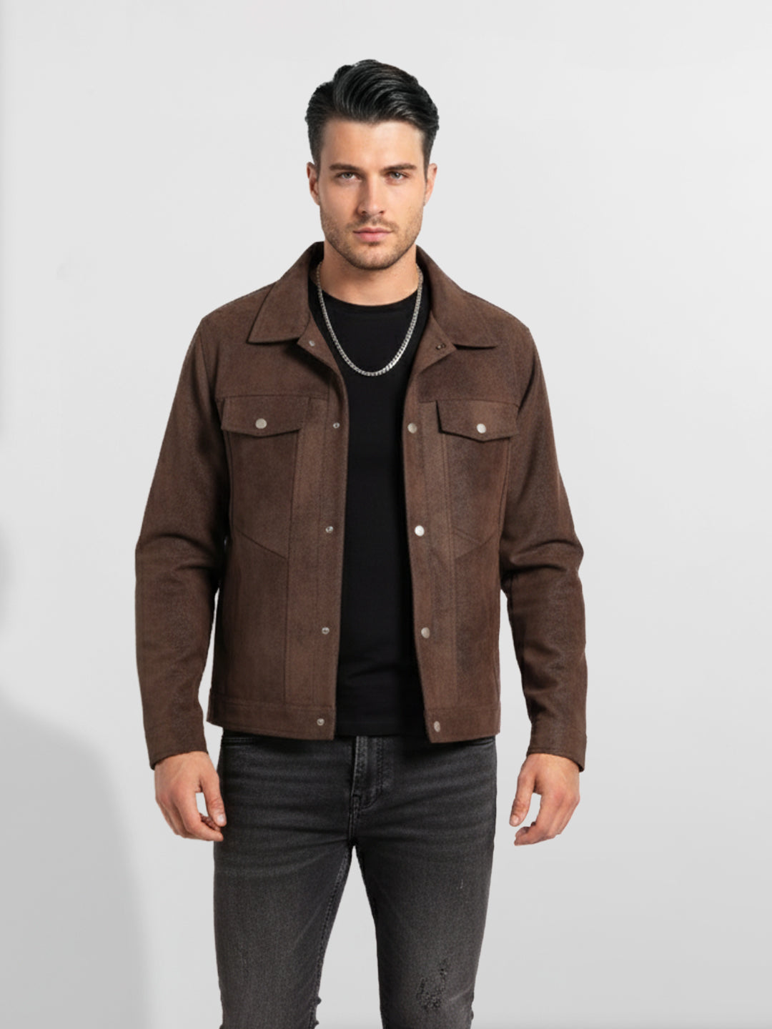 Men's Brown Slim Fit  Casual Jacket