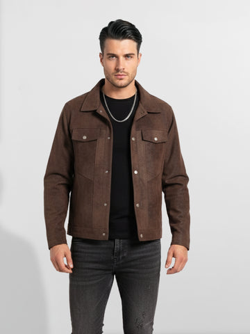 Men's Brown Slim Fit  Casual Jacket