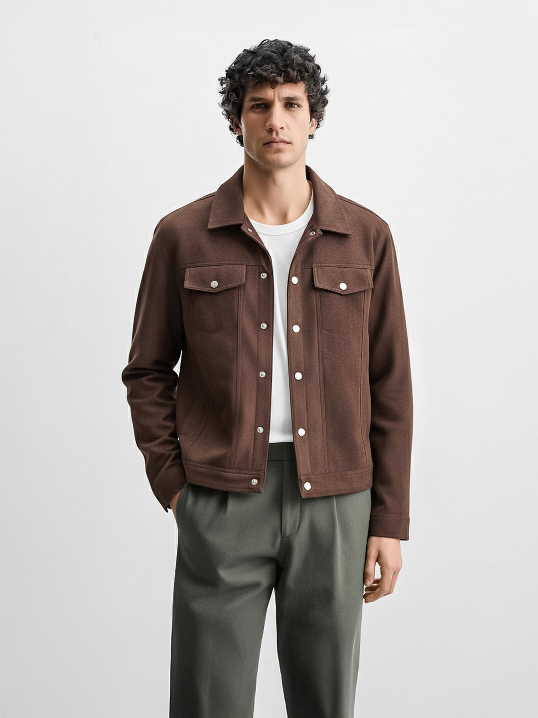 Men's Brown Slim Fit  Casual Jacket