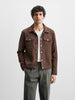Men's Brown Slim Fit Solid Casual Trucker Jacket