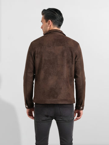 Men's Brown Slim Fit  Casual Jacket